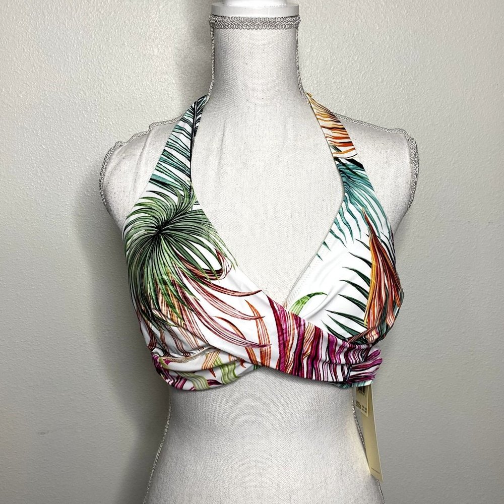 NEW Gottex Palm Print Halter Neck Bikini Top